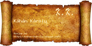 Káhán Károly névjegykártya